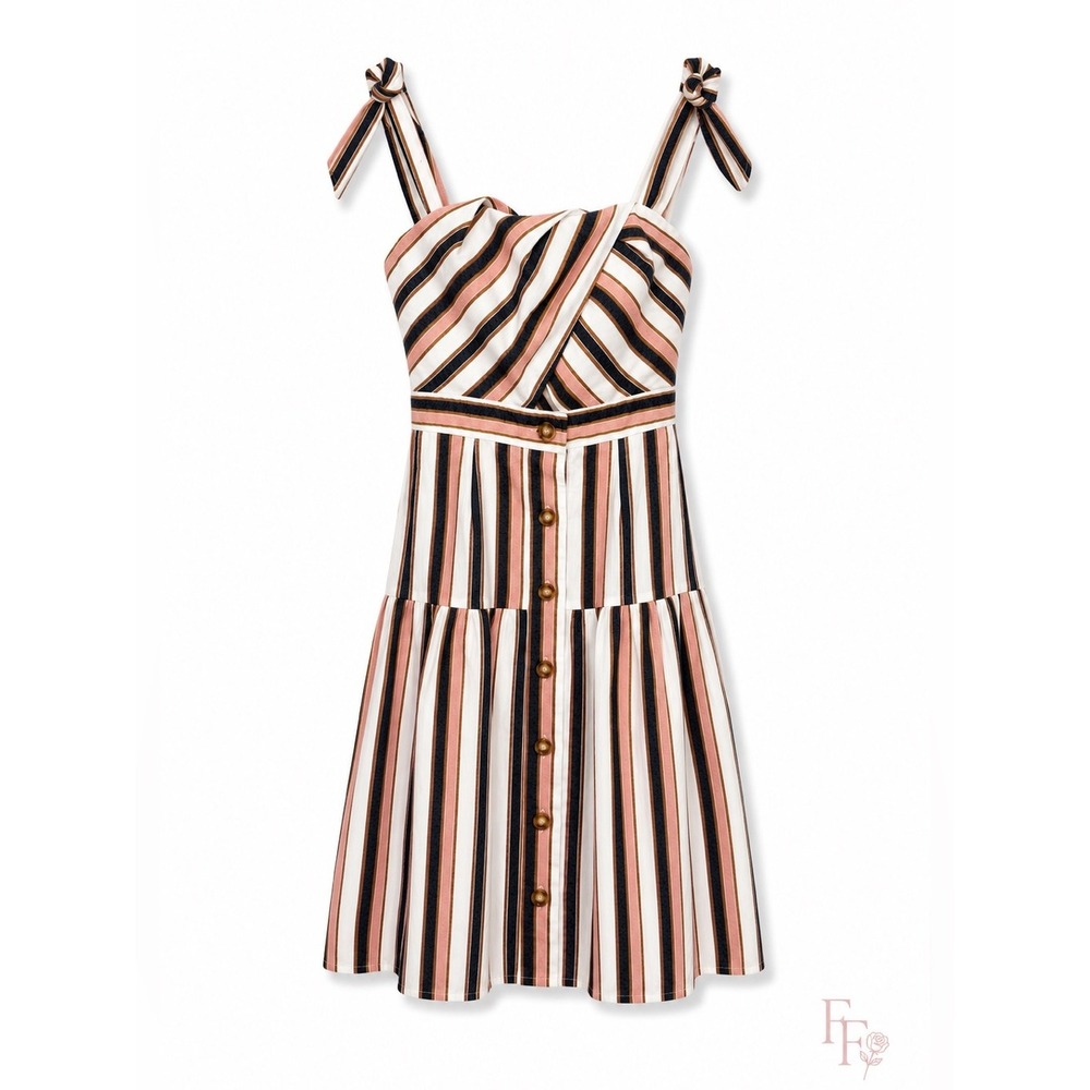 Gianni Bini Striped Tie Strap Button Front Sundress Size Small